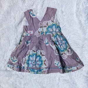 Boho Chic Sleeveless Girls’ Dress – Lavender with Blue Floral Print 2T,
